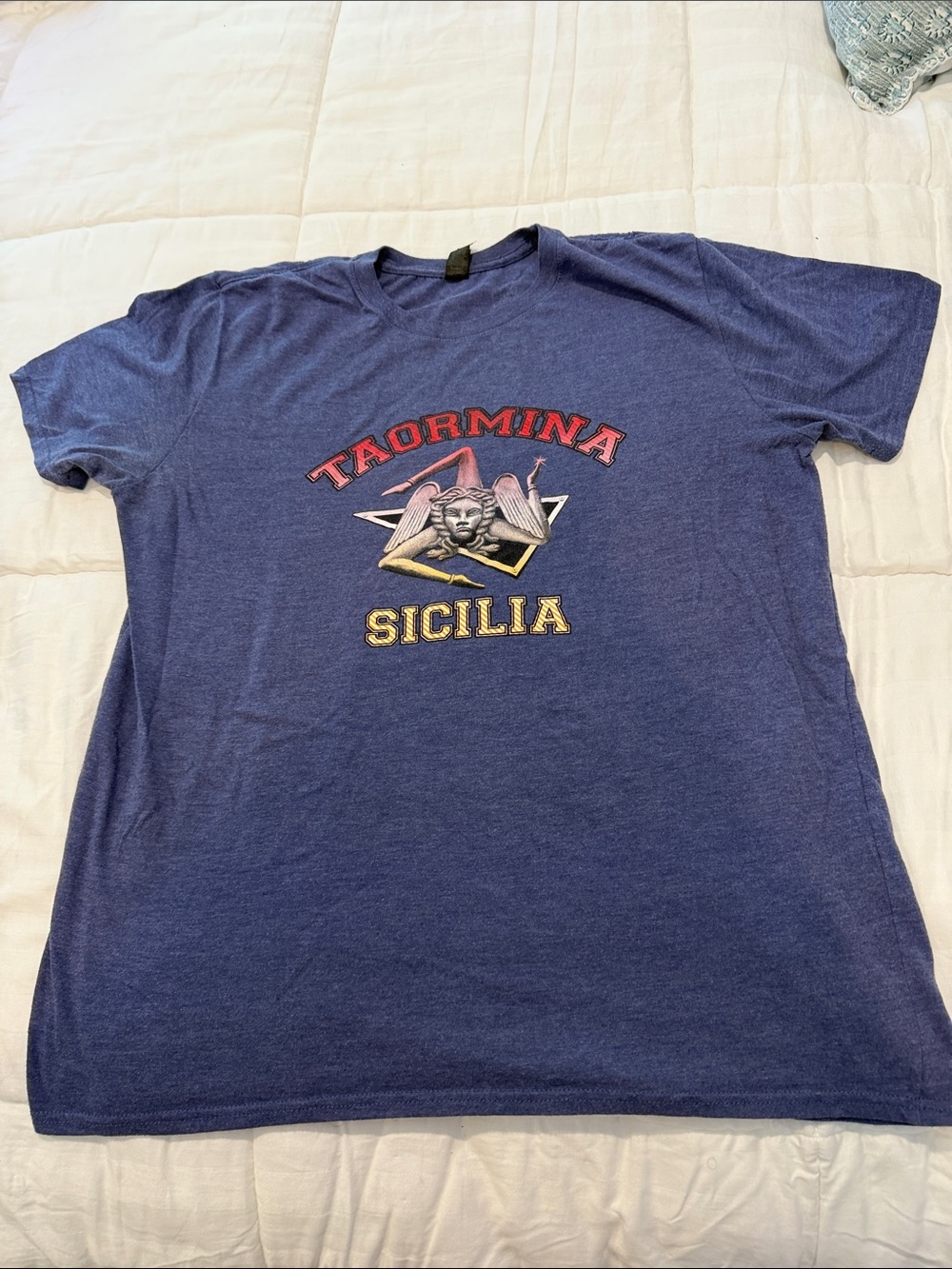 Blue Taormina,Sicily tee shirt, large